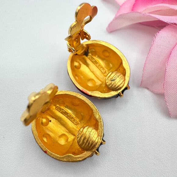Vintage MULTILANA Ladybug Clip On Earrings Chunky Insect Bug Good Luck Lucky Fun - Picture 6 of 16